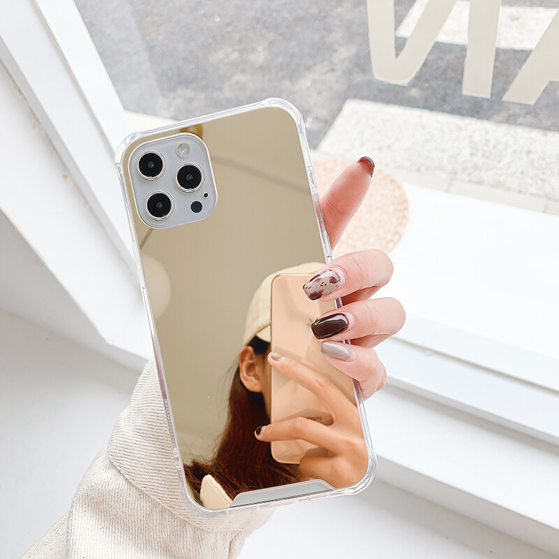 CrashStar Makeup Mirror Phone Case for iPhone 15 14 13 12 11 Pro Max Mini XS XR X 7 8 6 6s Plus + SE 2020 Plating Soft Shockproof Phone Casing Simple Fashion Phone Cover 【Fast delivery】