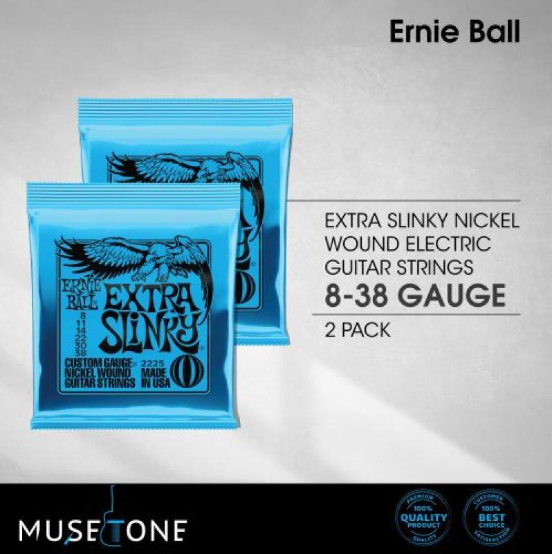 Ernie Ball 2225 Extra Slinky Nickel Wound Electric Guitar String (8-38) 2 set Malaysia