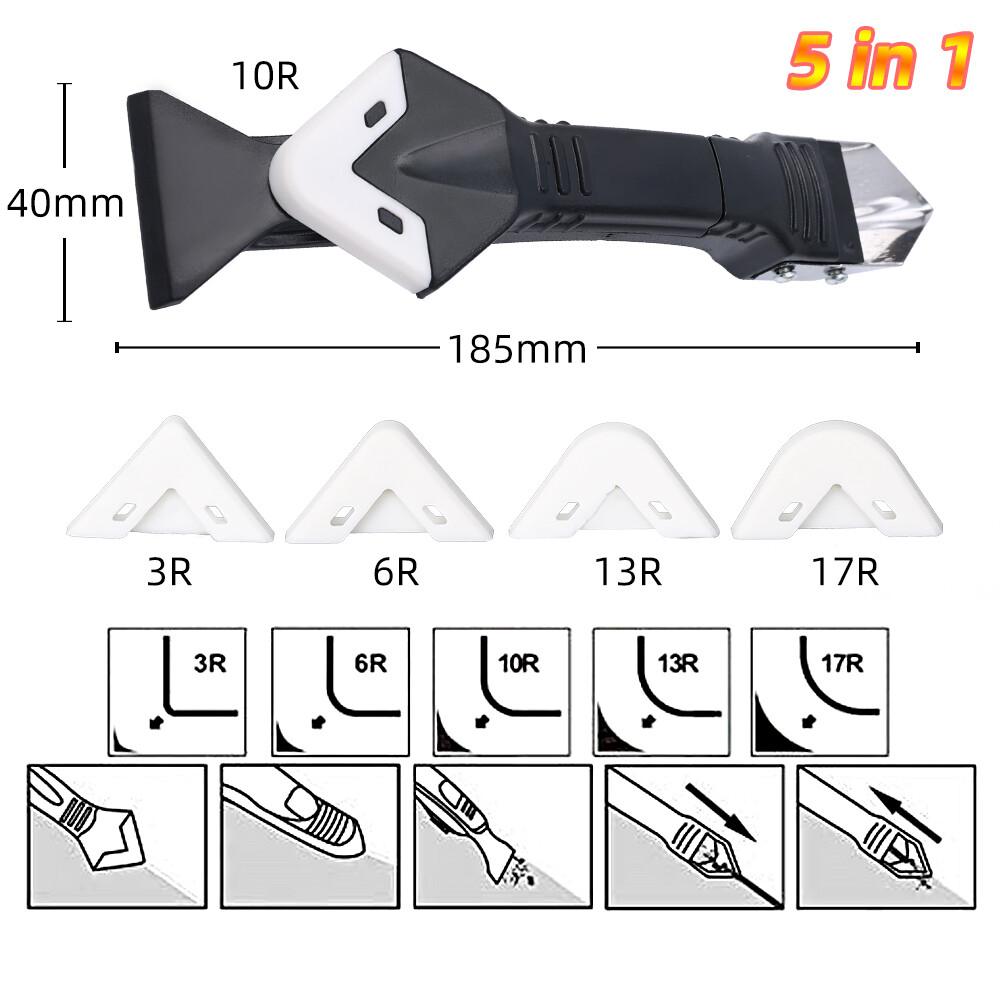 Dụng Cụ Cạo Silicon Dụng Cụ Cạo Keo Góc Làm Đẹp Bộ Dụng Cụ Nạo Vữa 5 Trong 1 Dụng Cụ Cạo Vữa Đa Năng