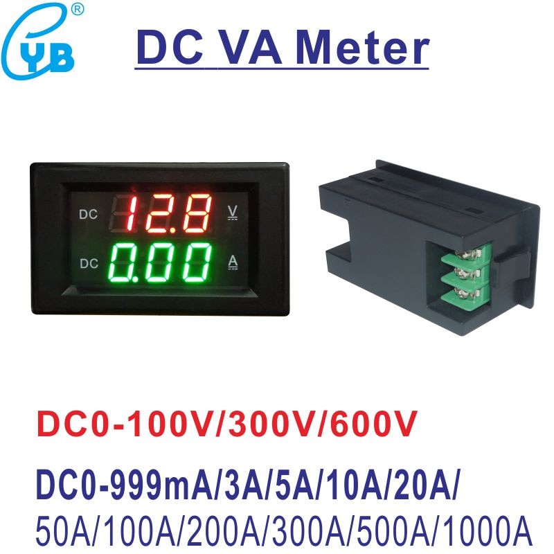 0-50A DC Current Shunt & 4.5-30V Digital Volt Meter - Dual LED Display Kit