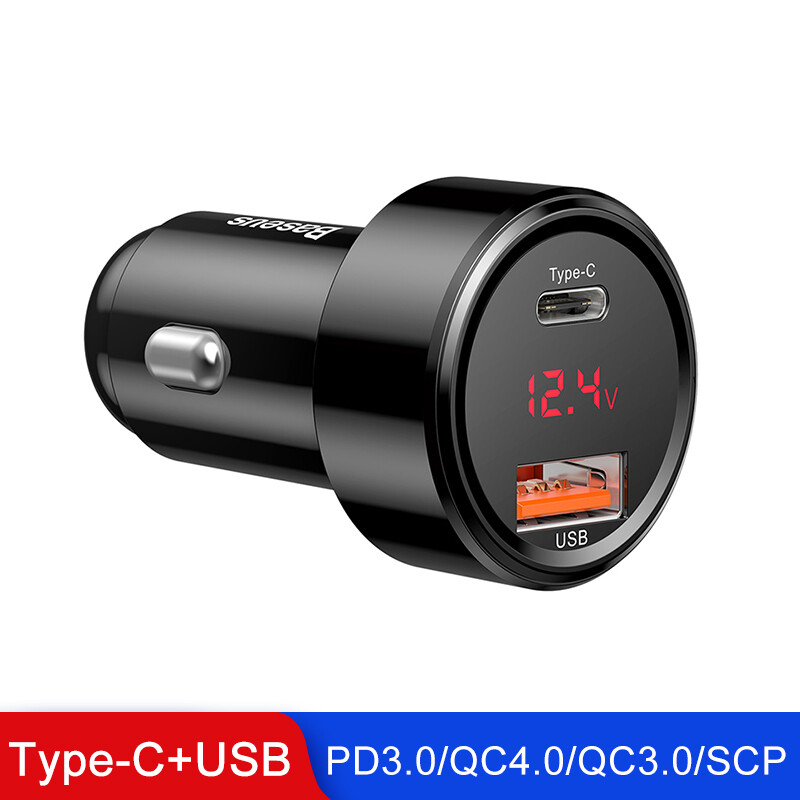 Baseus 45W Car Charger USB Type C 6A Quick Charger QC4.0 QC3.0 Fast PD Charger