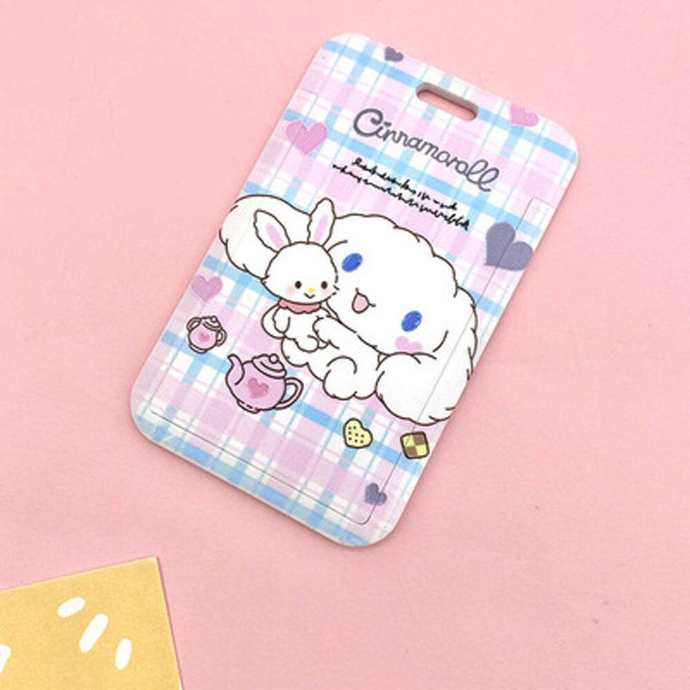 MMLUCK Portable Girls Meal Card Bank Card Credit ID Card Double-sided pattern Cartoon Card Case Keychain Lanyard Card Holder Bus Card Cover