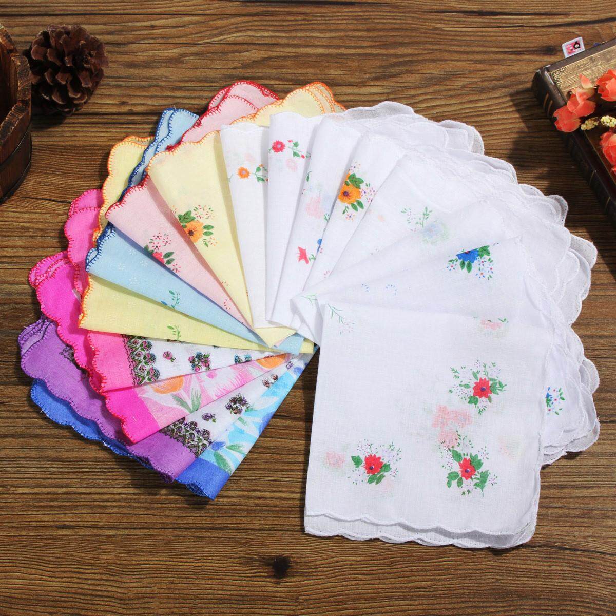 Bộ 50 Khác Nhau Hoa Khăn Tay Vintage Hankies Hoa Nữ Cotton Phong Cách