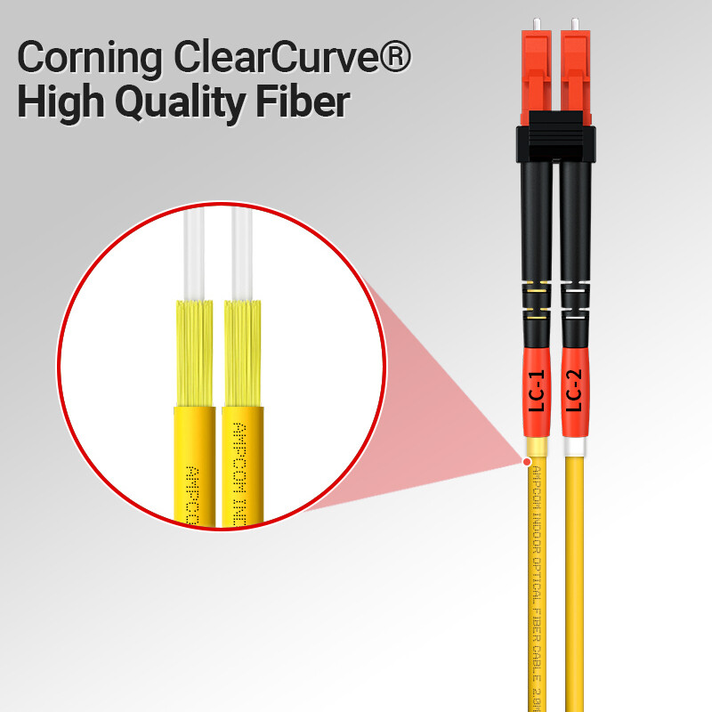 Ampcom chế độ đơn Sợi đôi LC LC Cáp Dây nhảy quang Simplex Duplex 9/125 Cáp nối LC UPC Singlemode Jumper chế độ đơn dây nối tùy biến