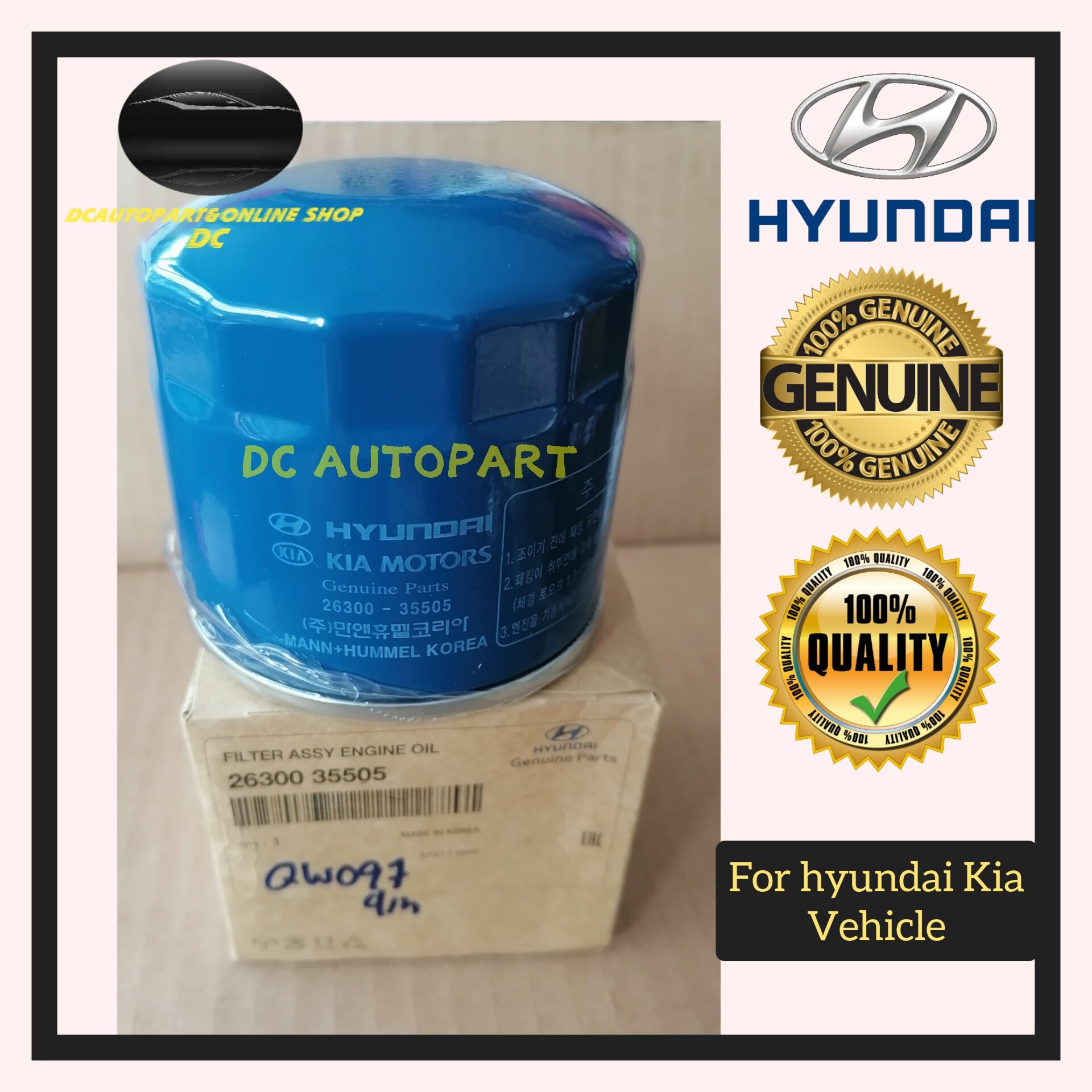 Original Oil filter Hyundai Kia Sonata / Getz / matrix / Forte / Tucson