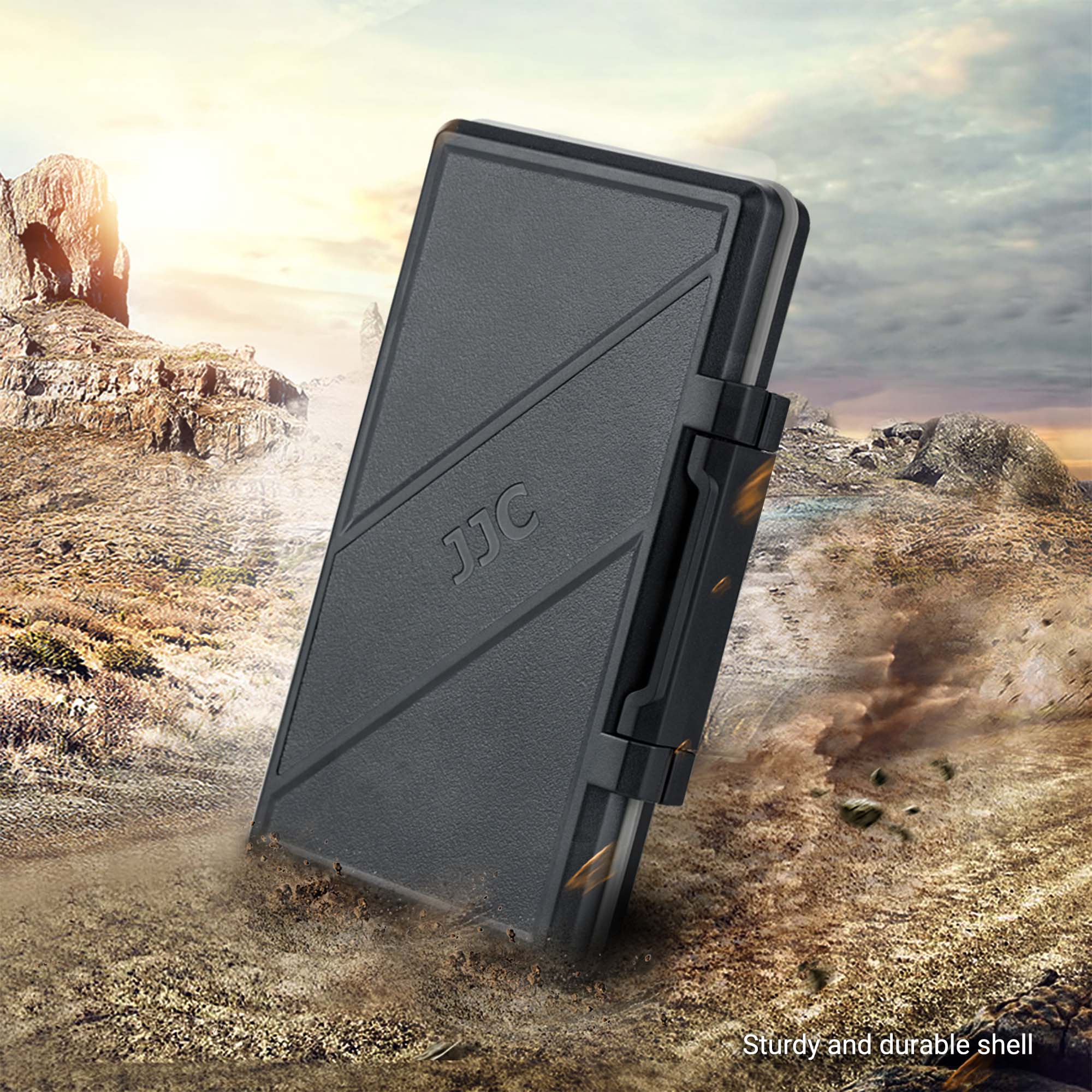 Hộp đựng thẻ JJC 4 khe CF không thấm nước Bộ lưu trữ thẻ nhớ flash nhỏ gọn Cfast, hộp đựng thẻ nhớ Chất liệu ABS với đệm mút Eva và có vòng đệm silicon