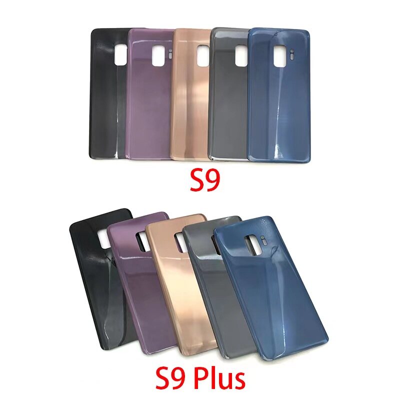 For Samsung Galaxy S9 Plus / S9Plus + G960 G965F Glass back cover With LOGO and adhesive backing Frame lens Battery Housing Case Rear Middle Frame