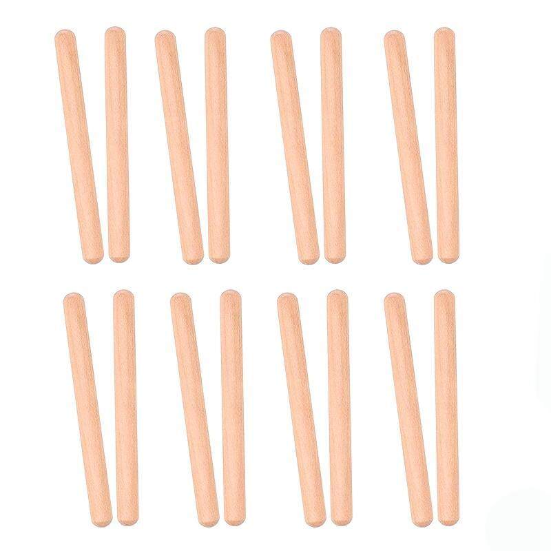 8 Pairs Classical Wood Claves Musical Percussion Instrument Natural Hardwood Rhythm Sticks Percussion Rhythm Sticks Children Musical Toy Gift