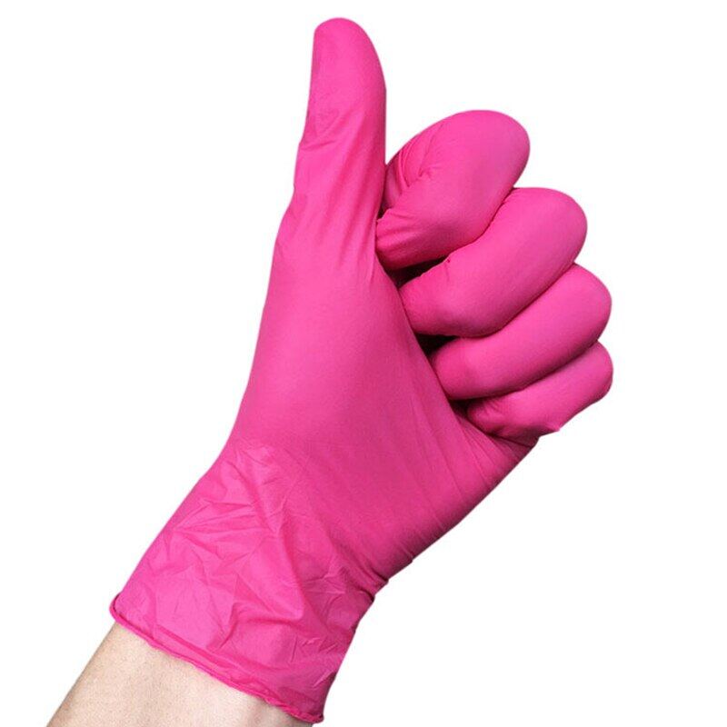 Pink Gloves Disposable Nitrile Rubber Latex Gloves Universal Kitchen