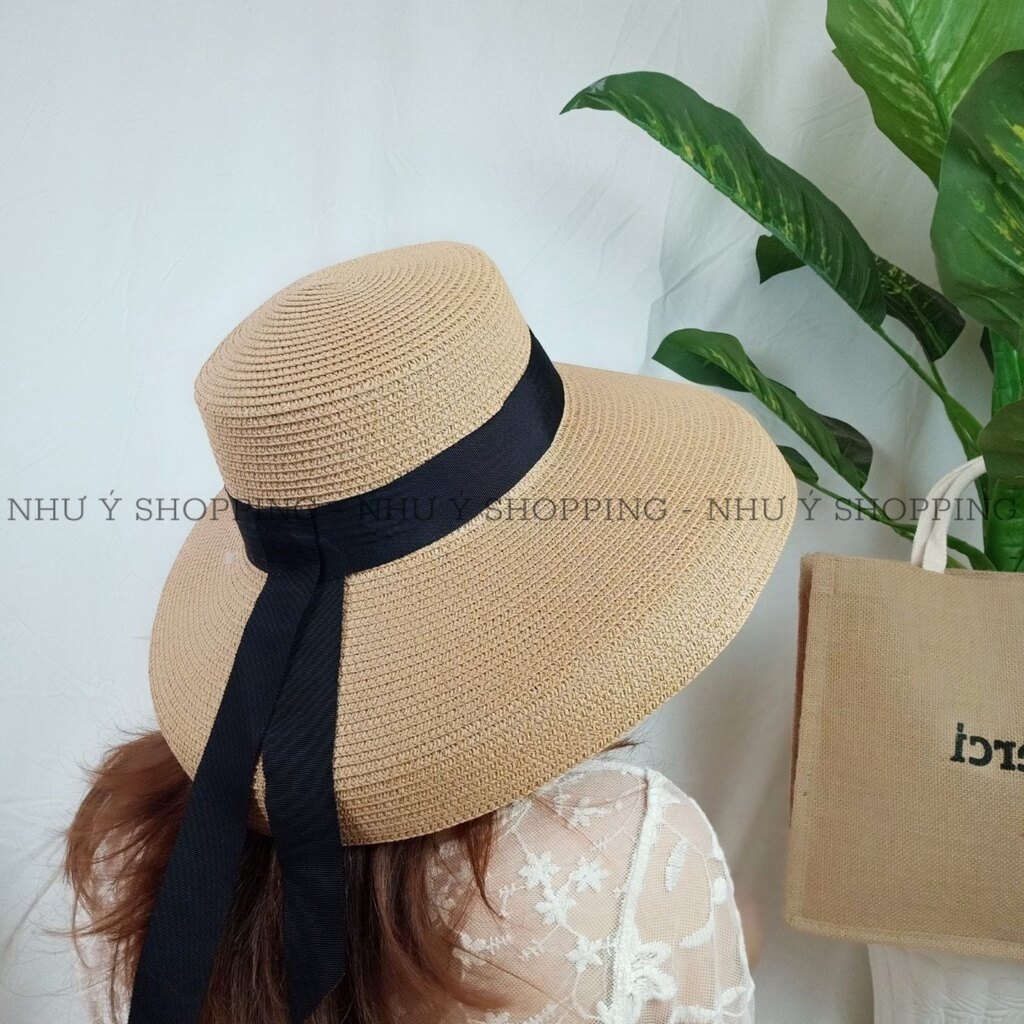 Nón cói, Mũ cói lồng đèn vành rộng phối dây dài đi biển cho nữ- hình chụp thật- q12 lồng đèn to