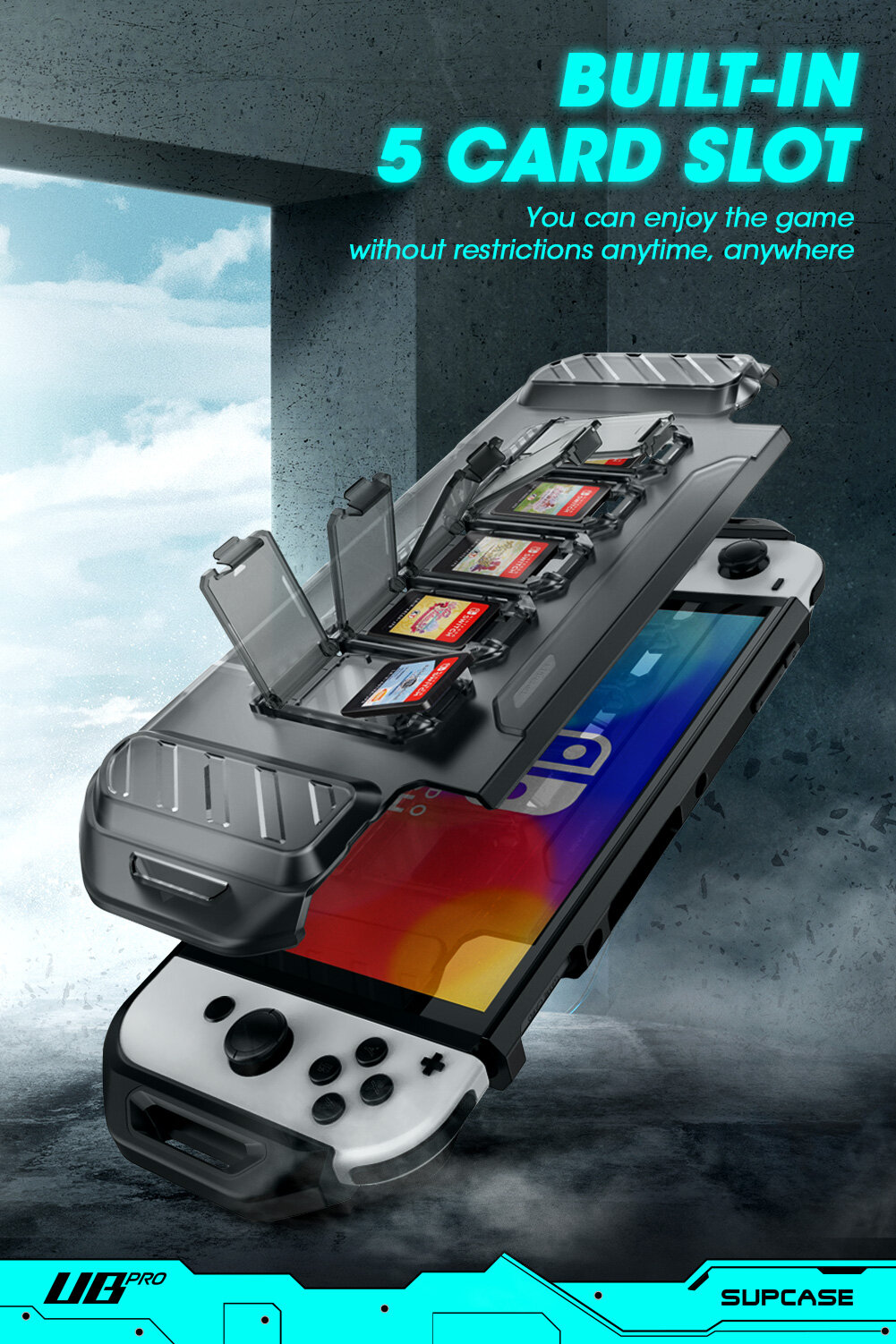 SUPCASE Cho Nintendo Switch Ốp OLED Ốp Bảo Vệ Chắc Chắn 2021 UB Forma Kèm Nắp Trước Chống Bụi & 5 Khe Đựng Thẻ Trò Chơi