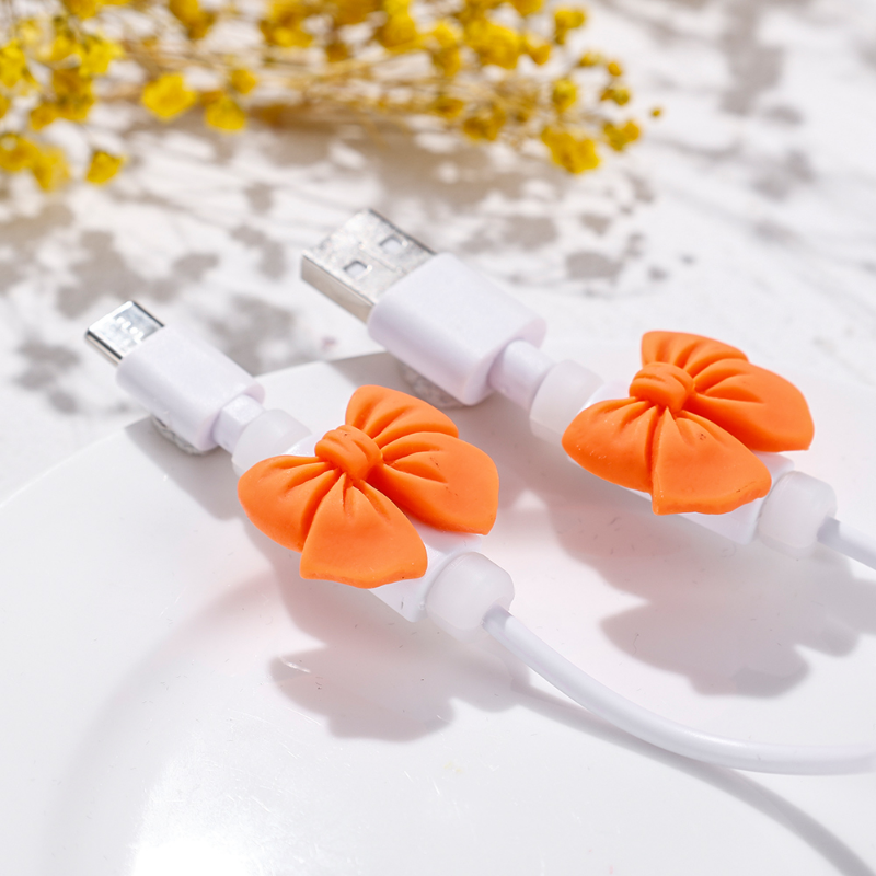 Cable Protector Cover Kawaii 3D Bows Data Line Protective Sleeve for Mobile Cell Phone USB Charger Cord Winder Protection Accessories