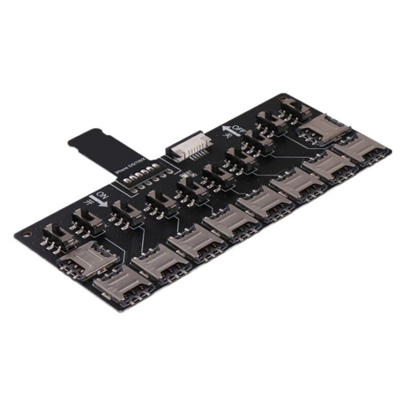 10-slot sim card adapter multi-sim card reader mini sim nano with independent control switch for 5/6/7/8/x