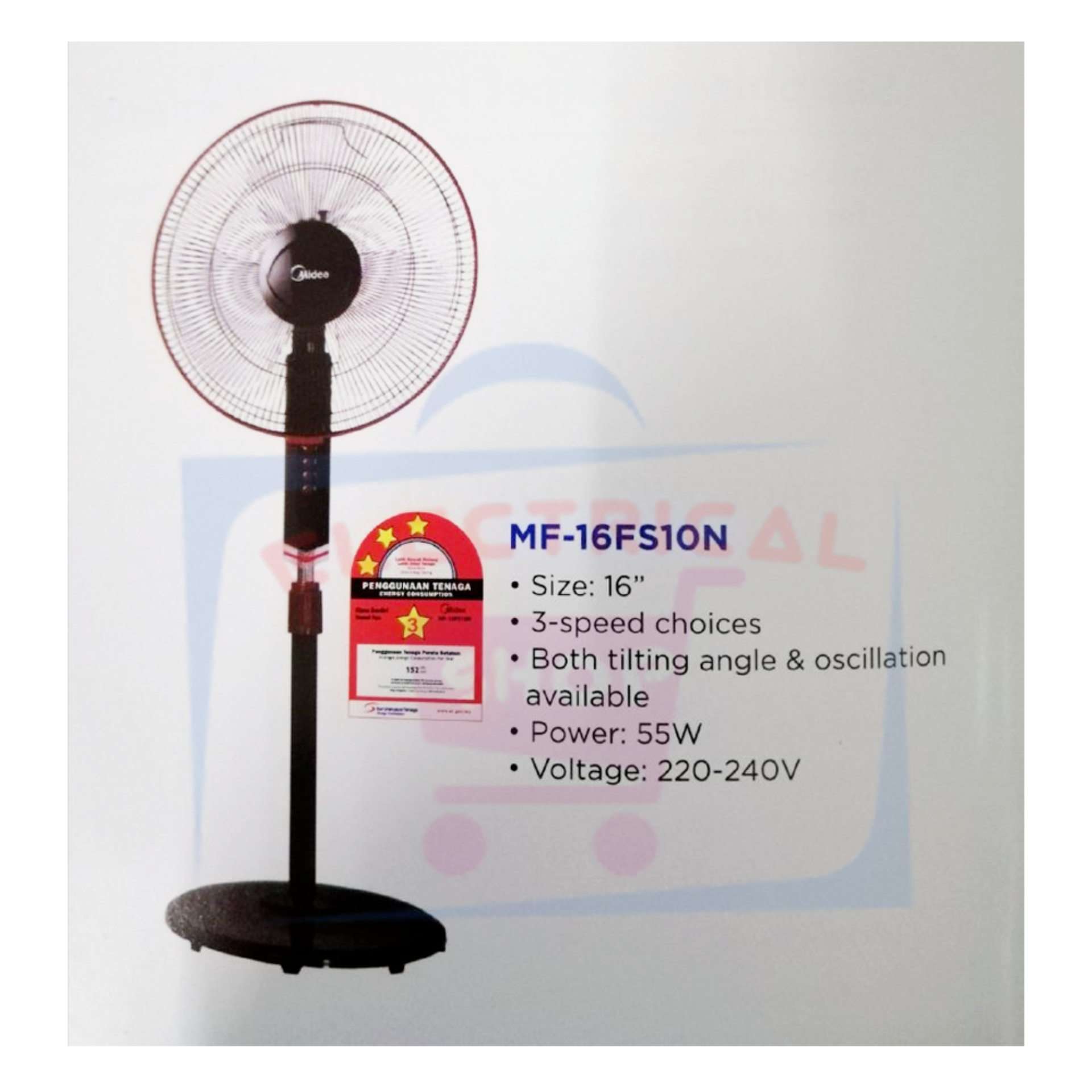 Midea Mf 16fs10n Stand Fan 16 3 Speed Settings Mf16fs10n Lazada