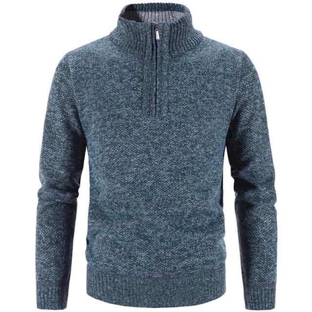 Winter Men's Fleece Thicker Sweater Half Zipper Turtleneck Warm Pullover Quality Male Slim Knitted Wool Sweaters For193_voghion.com