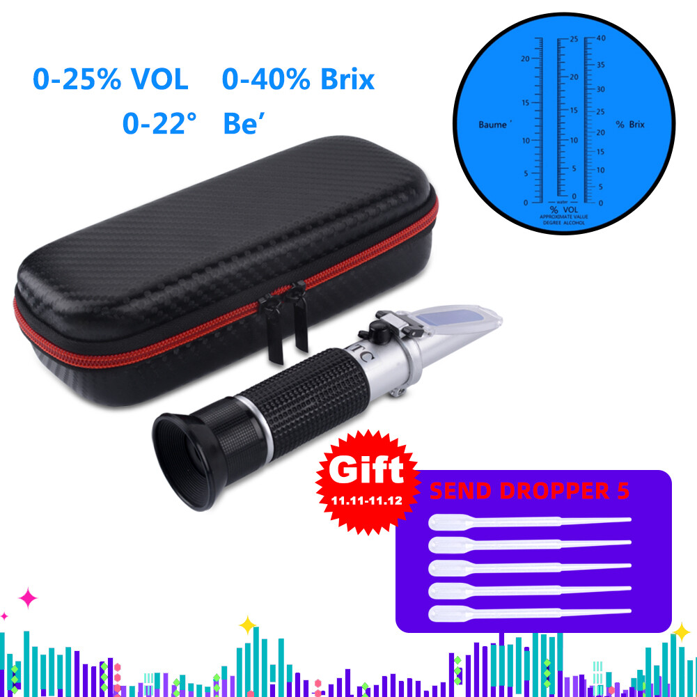 2019 3 Trong 1 Mới Nho Rượu & Khúc Xạ 0-25% Tập, 0-40% Brix, 0-22Baume