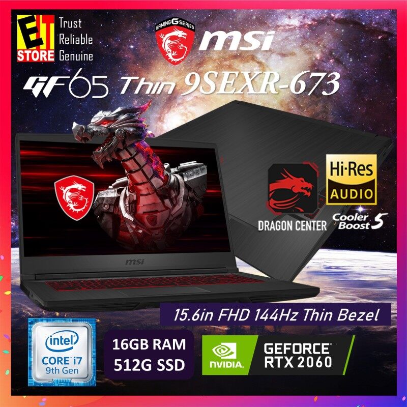 MSI GF65 THIN 9SEXR-673 GAMING LAPTOP (I7-9750H+HM370/16GB/512GB SSD/15.6 FHD/6GB RTX 2060/W10/2YRS) + BAG Malaysia