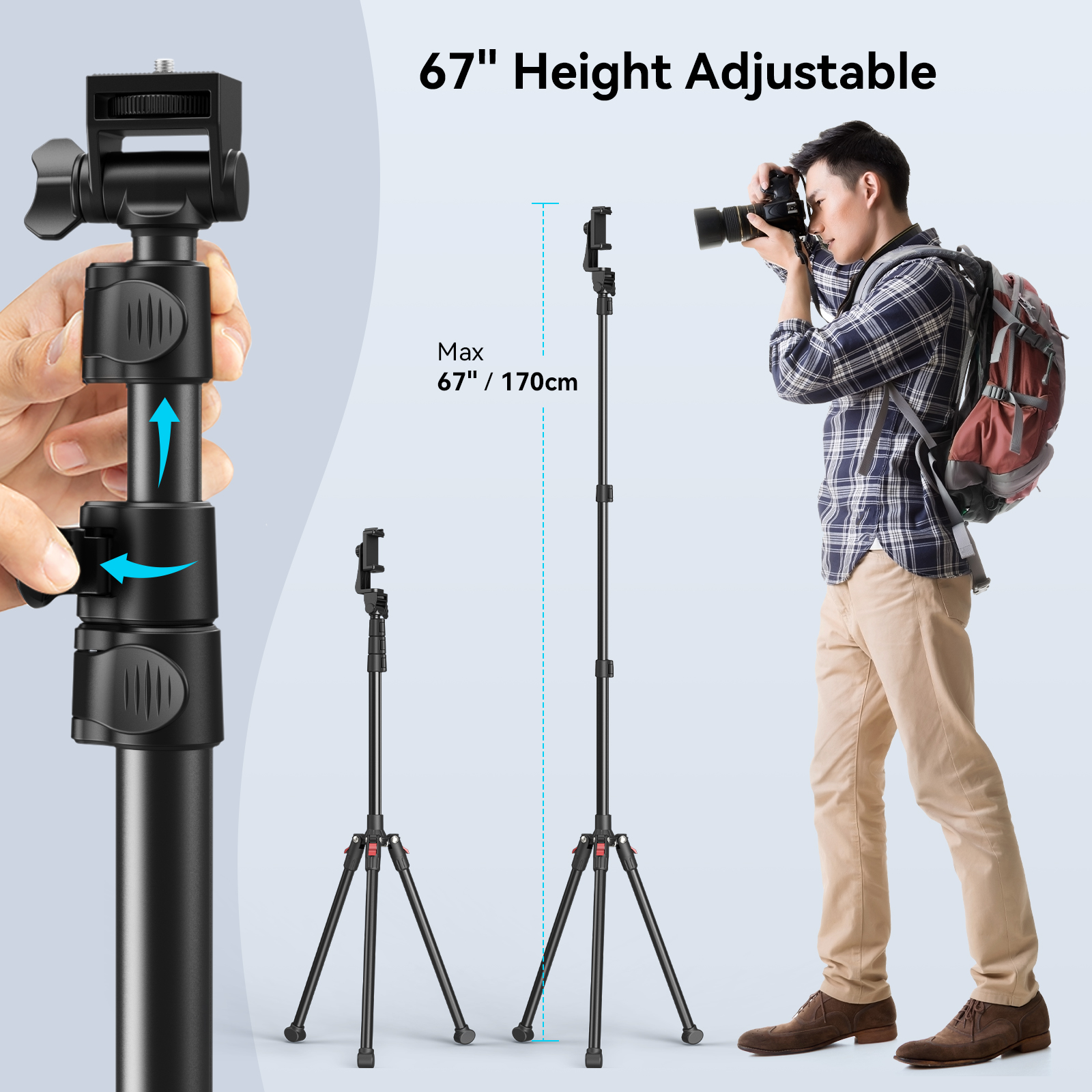 SmallRig Tripod Phone Stand Heavy Duty Selfie Stick với điều khiển từ xa Bluetooth cho điện thoại di động Mirrorless Action Sports Camera Vlogging Tik Tok 4363