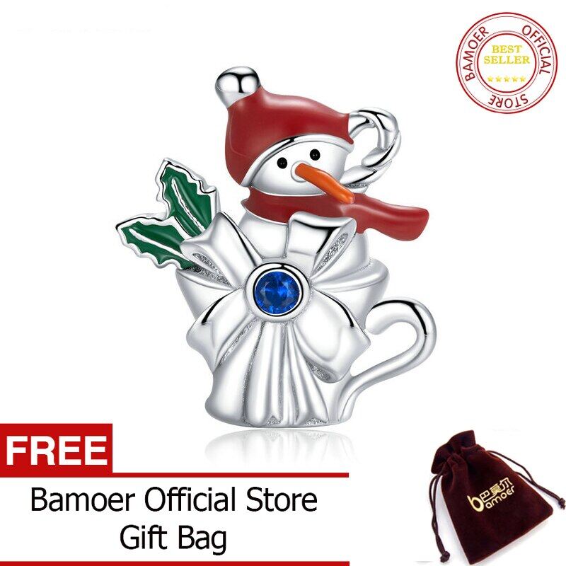 BAMOER Genuine 925 Sterling Silver Snowman Cup Metal Charm for Bracelet Original Women Silver DIY Jewelry Making BSC373