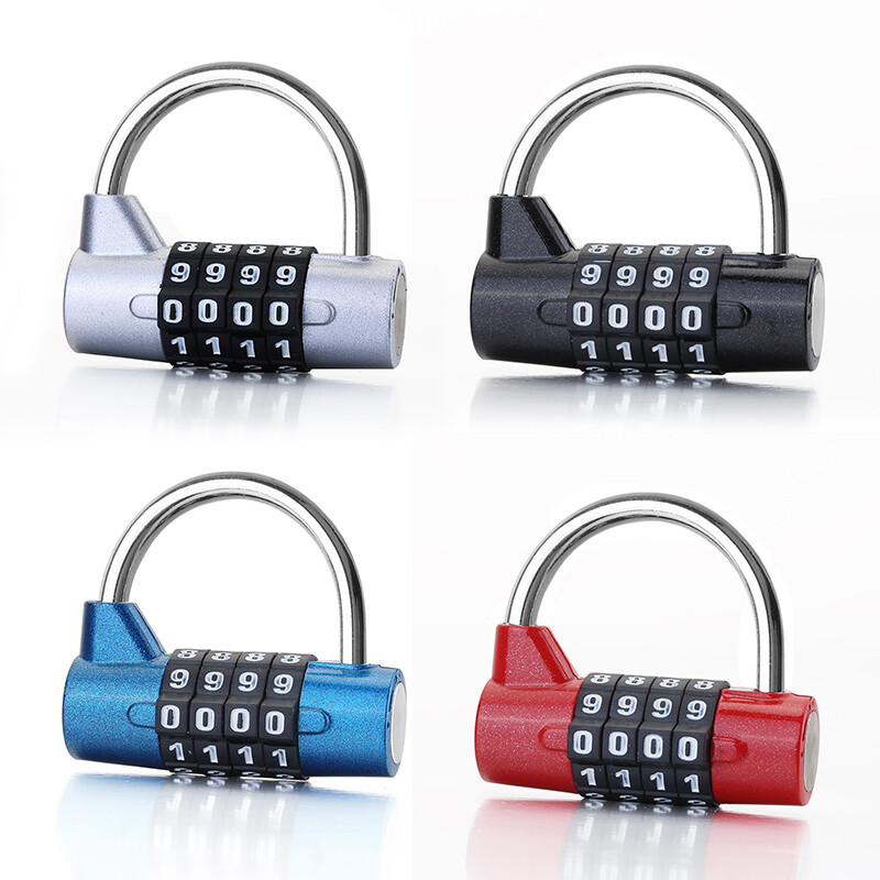 Multifunctional Combination 4 Digit Security Padlock Gym Locker Drawer Luggage Cabinet Code Clock Door Padlock Suitcase Baggage Locks(RANDOM COLOR)