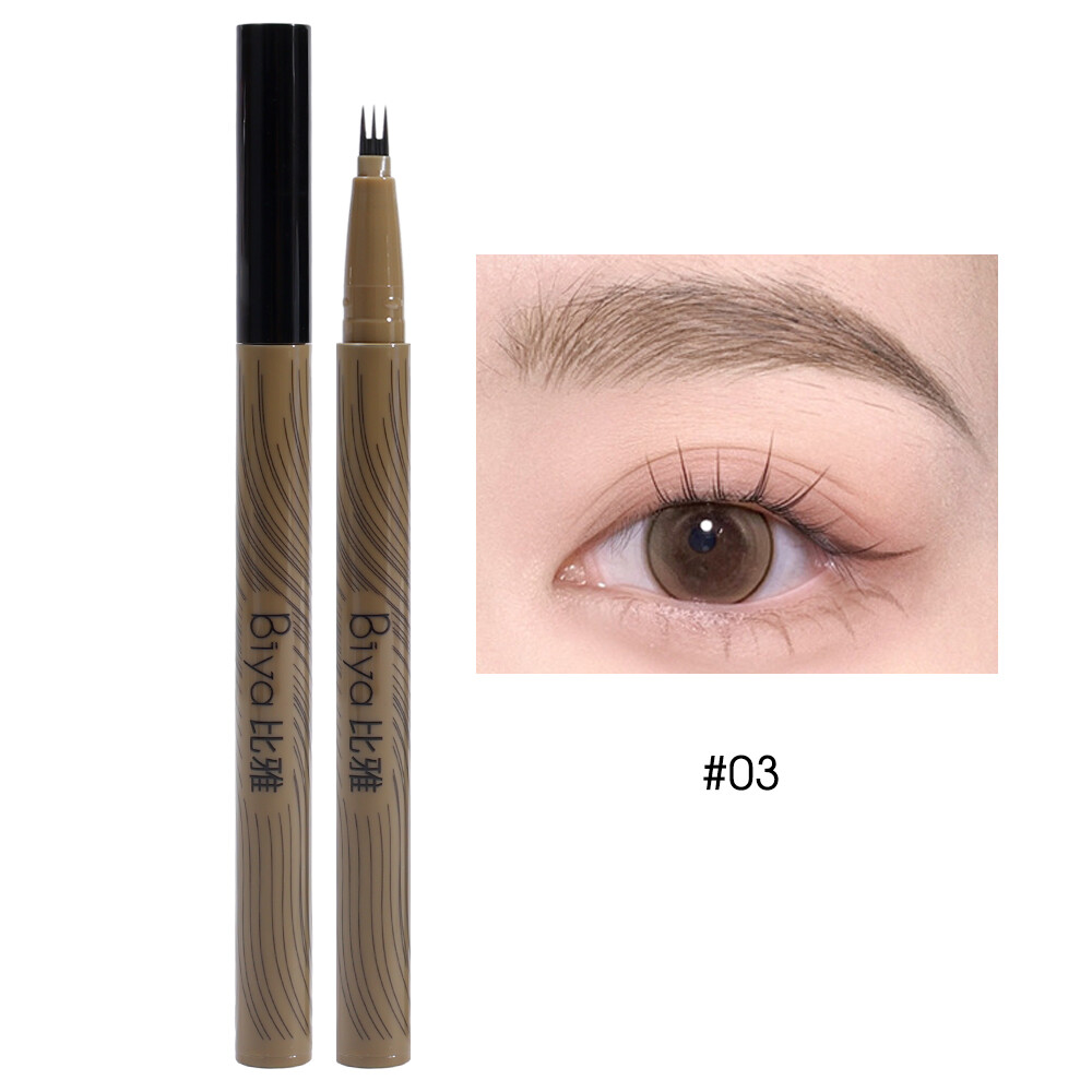 Waterproof Multi-purpose Liquid Eyebrow Pencil 4 Points Matte Black Eyeliner Eyebrow Pen