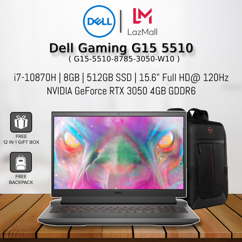 Dell Gaming G15 5510 8785-3050-W10 15.6 FHD 120Hz Gaming Laptop Black ( I7-10870H, 8GB, 512GB SSD, RTX3050 4GB, W10 ) Malaysia