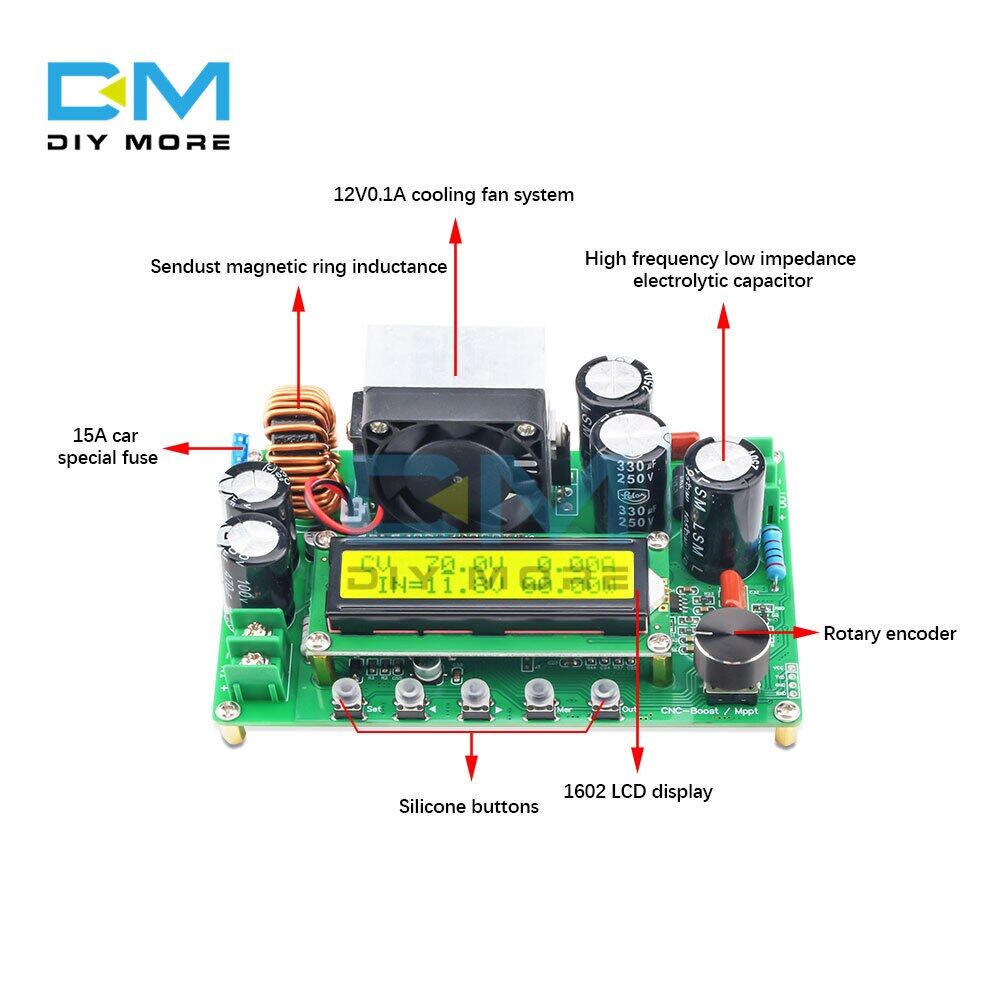 DPX800S DC-DC NC CV CC Booster Module CNC Boost 12V~120V 800W 0-15A Adjustable MPPT Constant Module