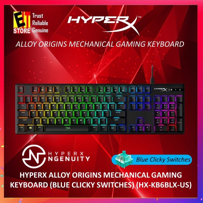 KINGSTON HYPERX ALLOY ORIGINS MECHANICAL GAMING KEYBOARD (BLUE CLICKY SWITCHES) (HX-KB6BLX-US) Malaysia