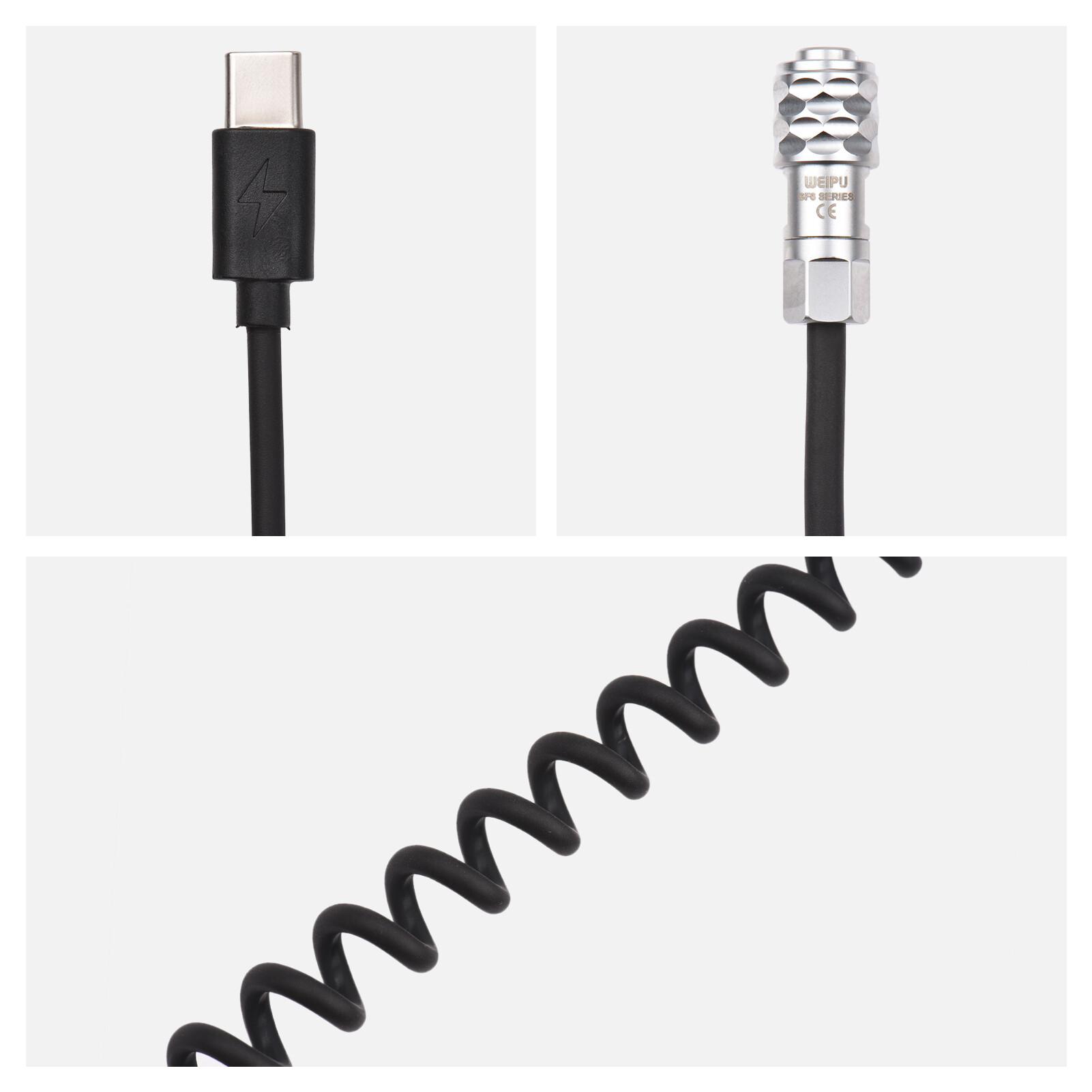 Andoer USB-C Cáp Điện Thay Thế, Dành Cho Máy Quay Phim Bỏ Túi Blackmagic Cáp Lò Xo BMPCC 4K/6K Sang USB Type-C
