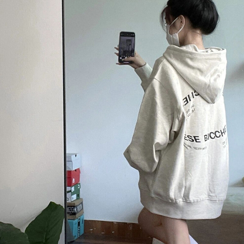 XIANG NIAN NI jacket for women vintage hoodie loose cardigan zipper jacket