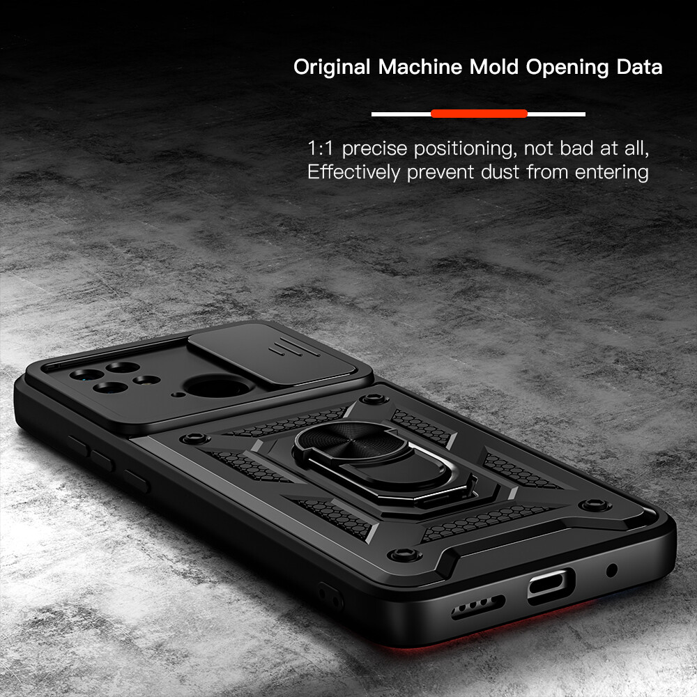 KEYSION Ốp Chống Sốc Cho Xiaomi Redmi 10C Vòng Bảo Vệ Máy Ảnh Kéo Đẩy Ốp Lưng Điện Thoại Giá Đỡ Cho Redmi 10A