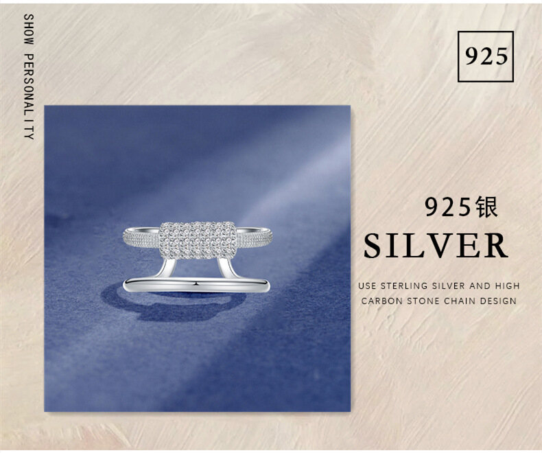 Bestone Double Pieced Micro-set Sterling Silver Ring for Women