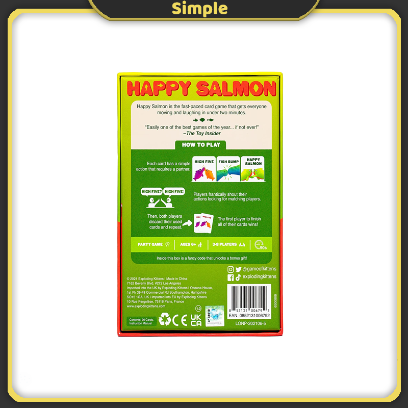 Exploding Kittens Happy Salmon Card Game English Version