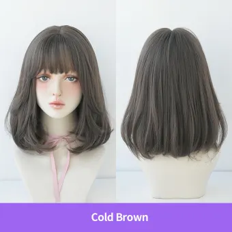 curly wig with straight bangs