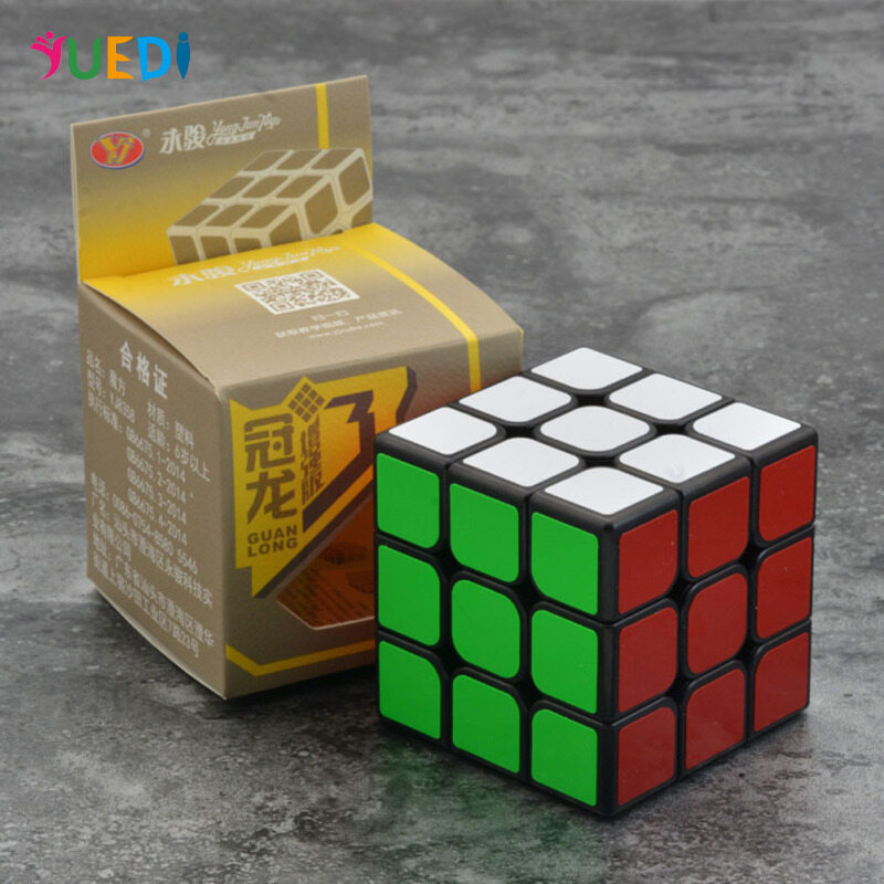 YJ Guanlong Speed Cube 3x3 Smooth Magic Cube Puzzles 56 mm Black