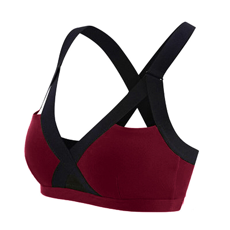 SUPERFLOWER Športni nedrček Crop Top Fiess Ženska športna oblačila Ženska enobarvna spredaj navzkrižna stran Čipkasto spodnje perilo_voghion.com