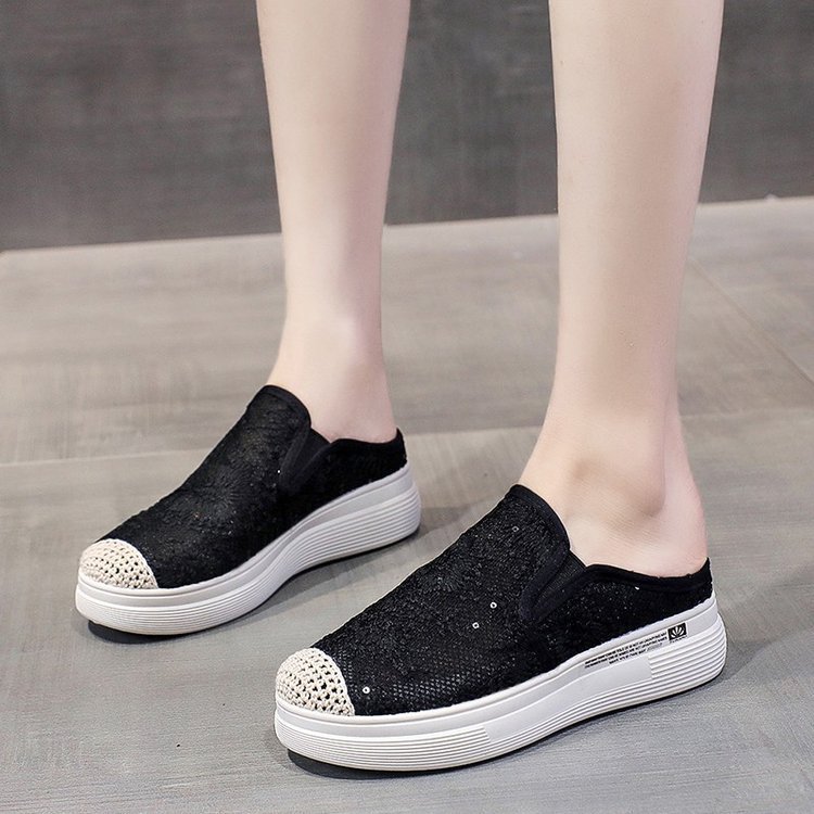 Sandals Female Fairy Style Lace Net Red Thick Bottom Lazy Fisherman Shoes