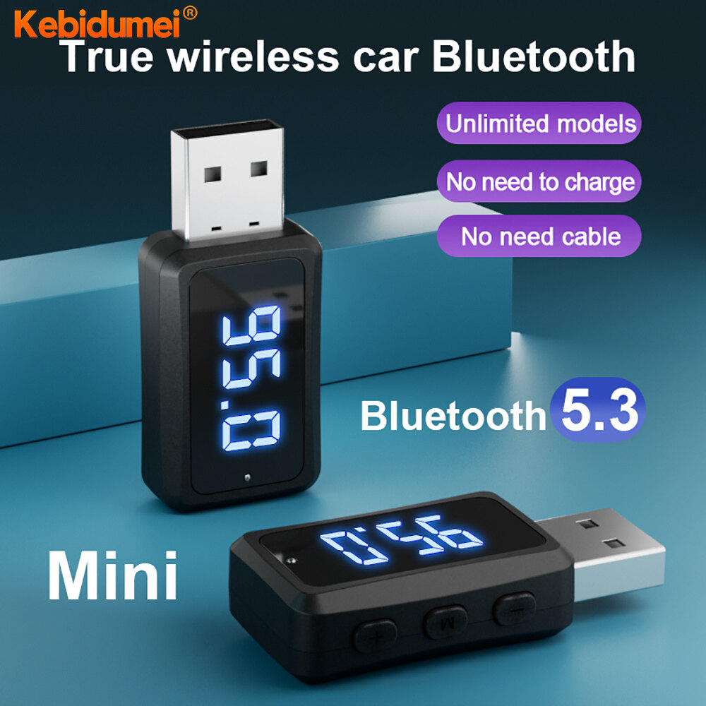 Kebidumei Car Bluetooth 5.3 FM02 USB Transmitter Receiver with LED Display Call Car Kit Auto Wireless For Fm Radio