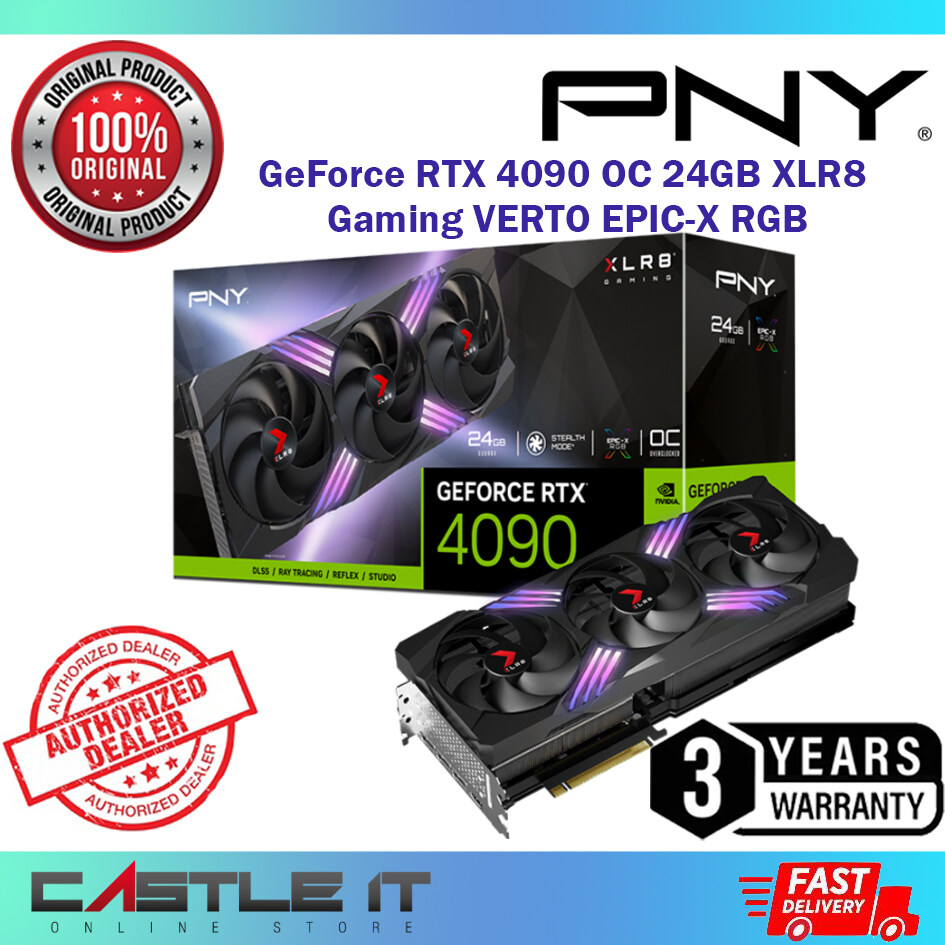 PNY RTX 4090 OC XLR8 24GB GDDR6X Gaming VERTO EPIC-X RGB Triple Fan ...