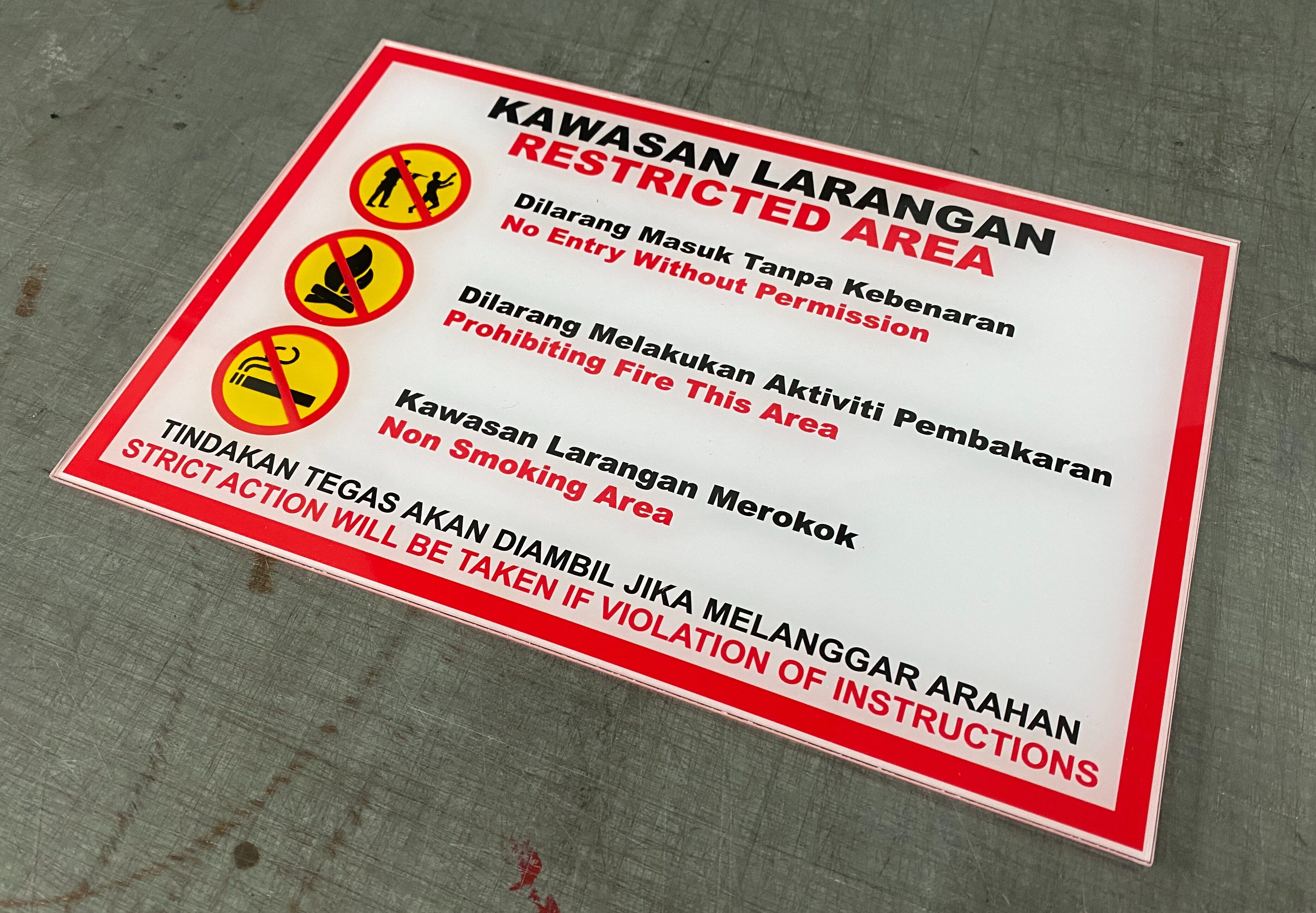 Safety Sign Acrylic Kawasan Larangan Restricted Area Lazada