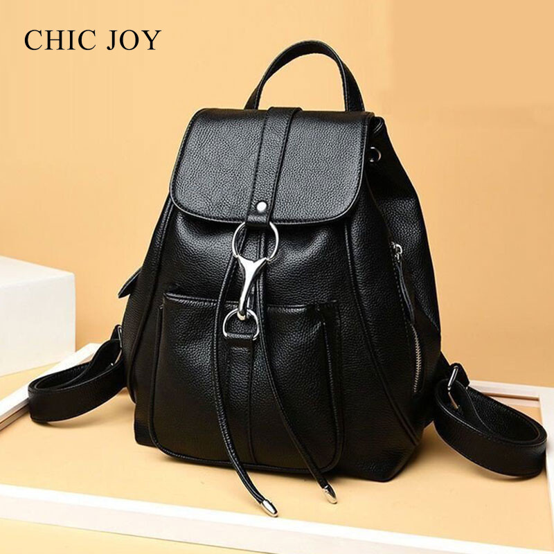 CHIC JOY New women's bag trend leisure backpack PU leather backpack
