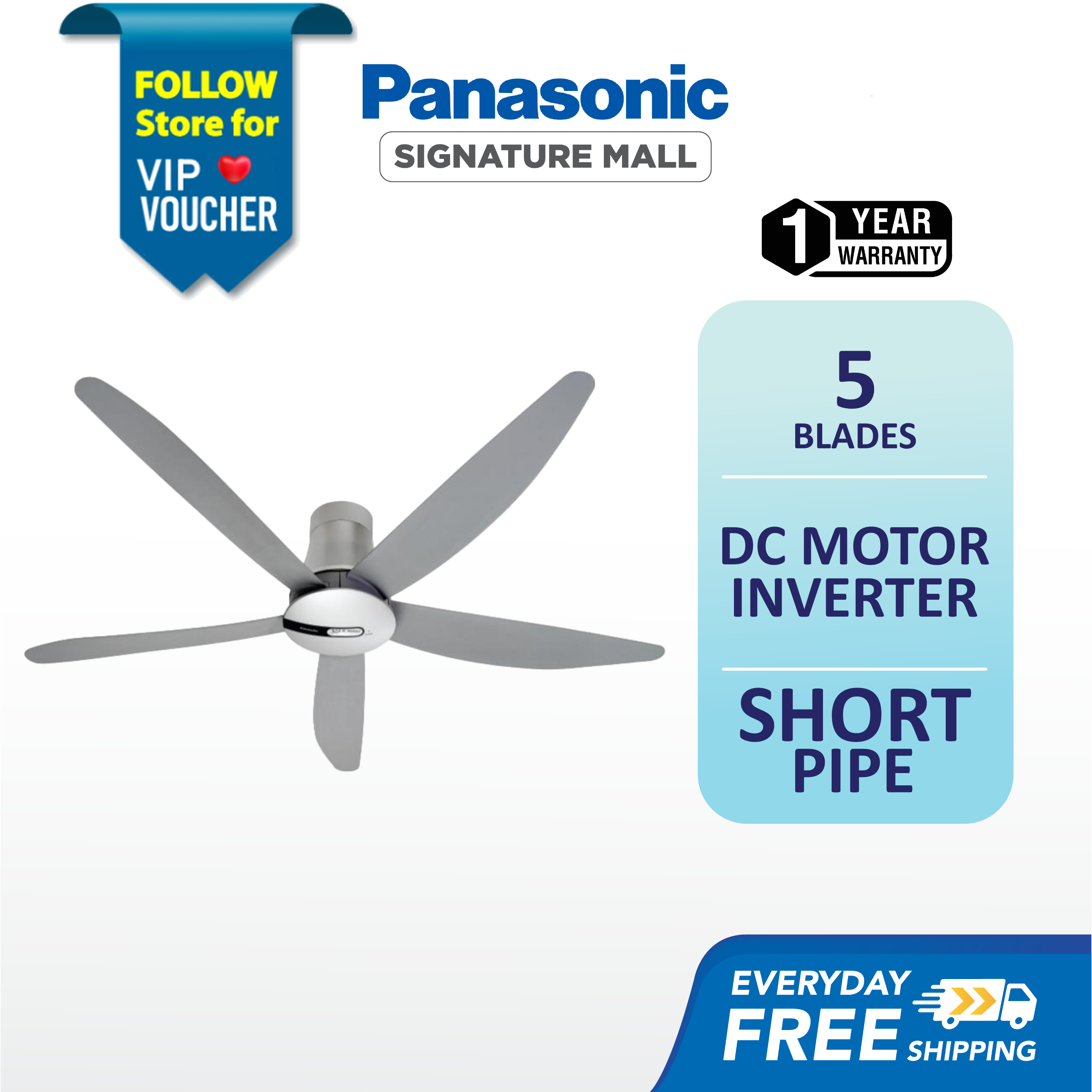 Short Blade Ceiling Fan Shelly Lighting