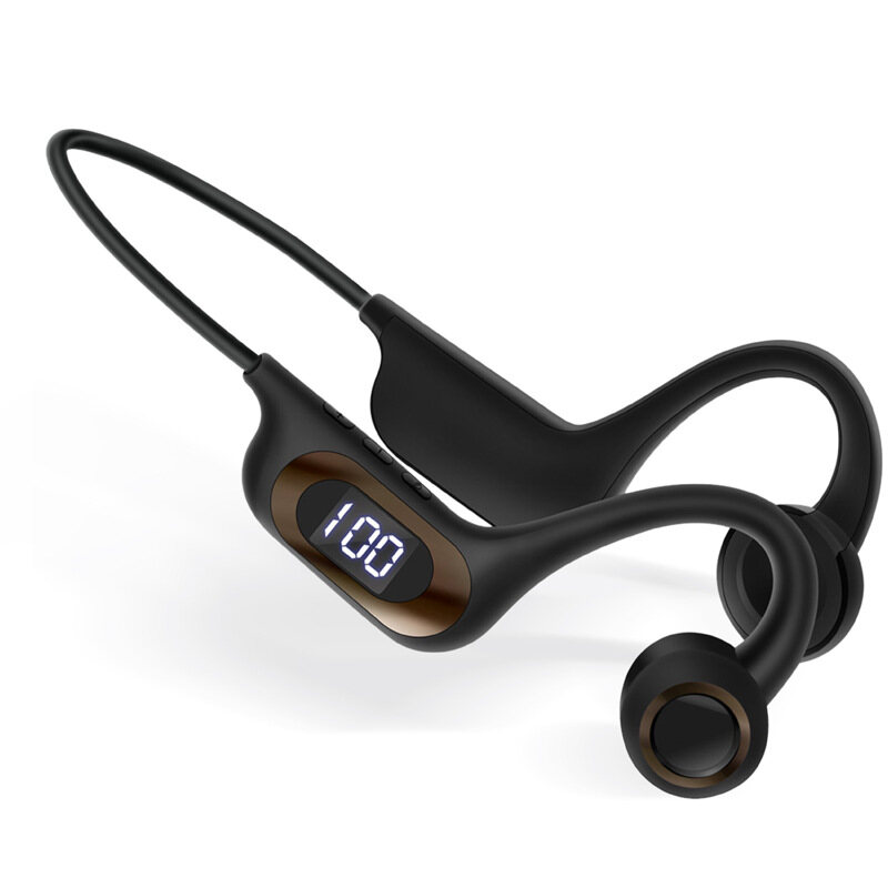 AKZ-G9 graffiti bone conduction wireless Bluetooth headset plug-in digital display hanging ear wireless headphones