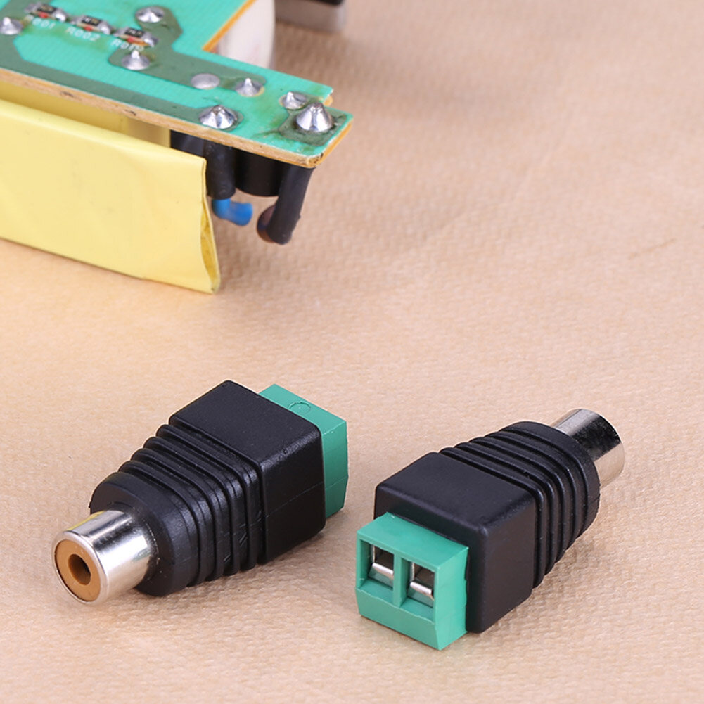 2pcs Speaker Wire Cable to Audio Male RCA Connectors Adapters Jack Plug
