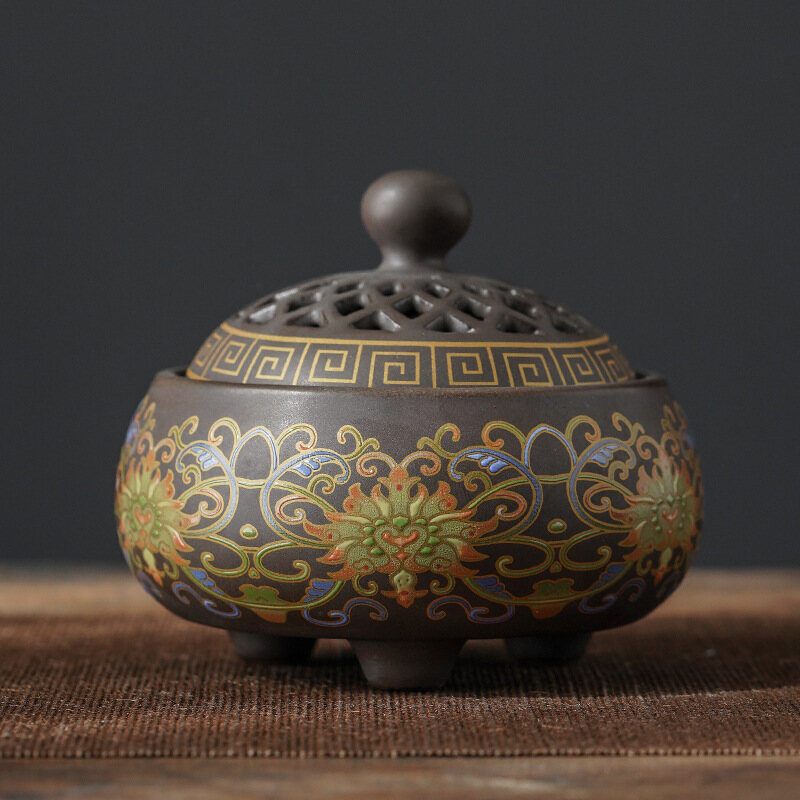 Ceramic Cloisonne Incense Burner Incense Channel Enamel Color Plate Burner