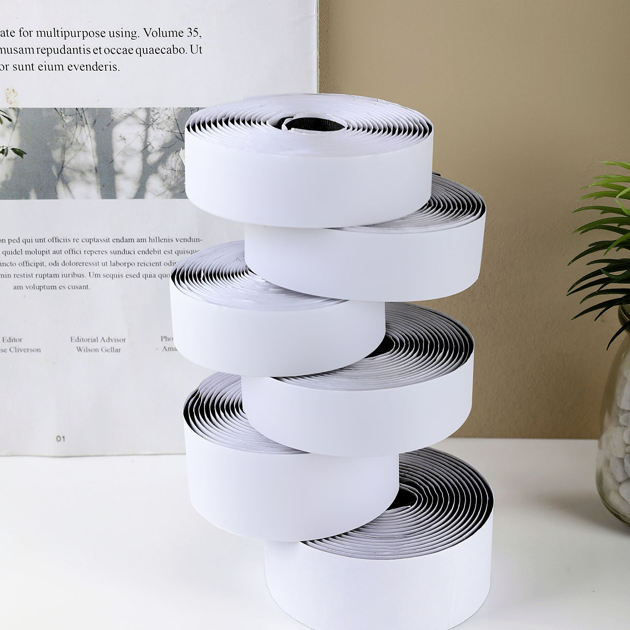 Homenhome 3M Strong Adhesive Sticker Hook and Loop Magic Nylon Sticker Loop Disks Strips with Glue 2 Roll/Set