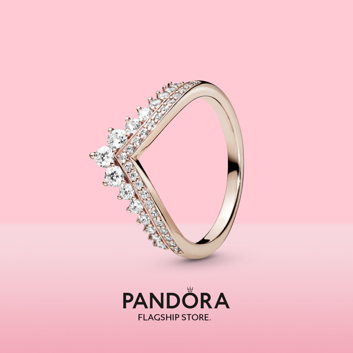 2021 Original Pandoras Tiara Wishbone 2021 Original Pandoras Rose Ring with Clear Cubic Zirconia