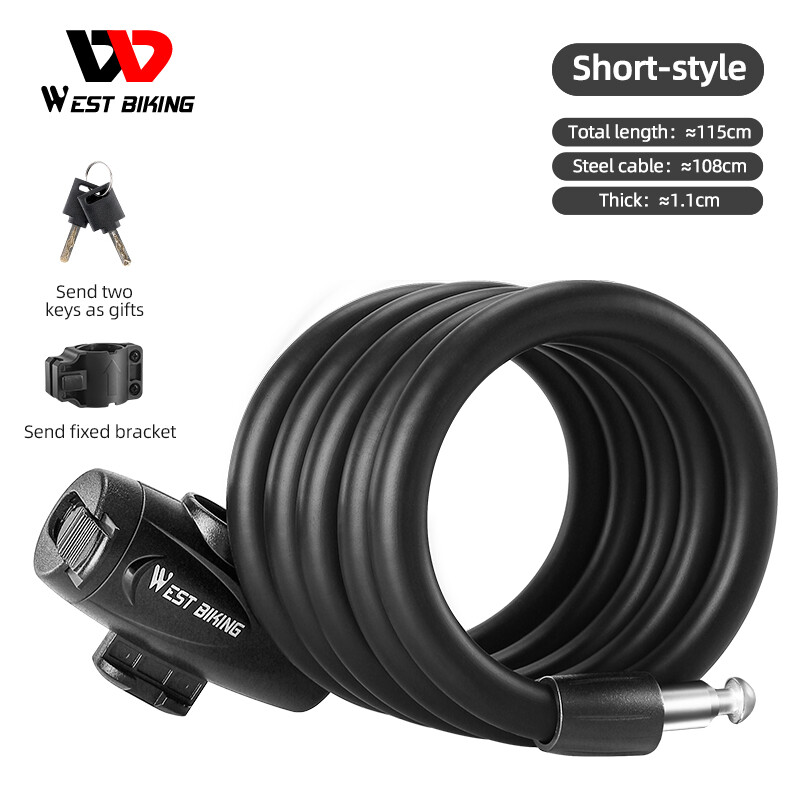 WEST BIKING Anti-freezing Bicycle Cable Lock Portable Anti-Theft Bike Wire Lock With 2 Keys E-Bike Scooter Motorcycle Safety Lock
