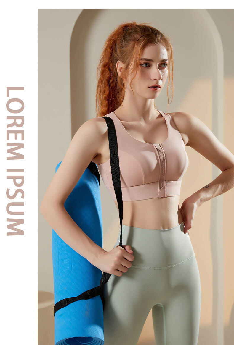 SUPERFLOWER Women's High Support Sports Bra with Front Zipper and Fixed Chest Pads for Running Yoga Fiess_voghion.com