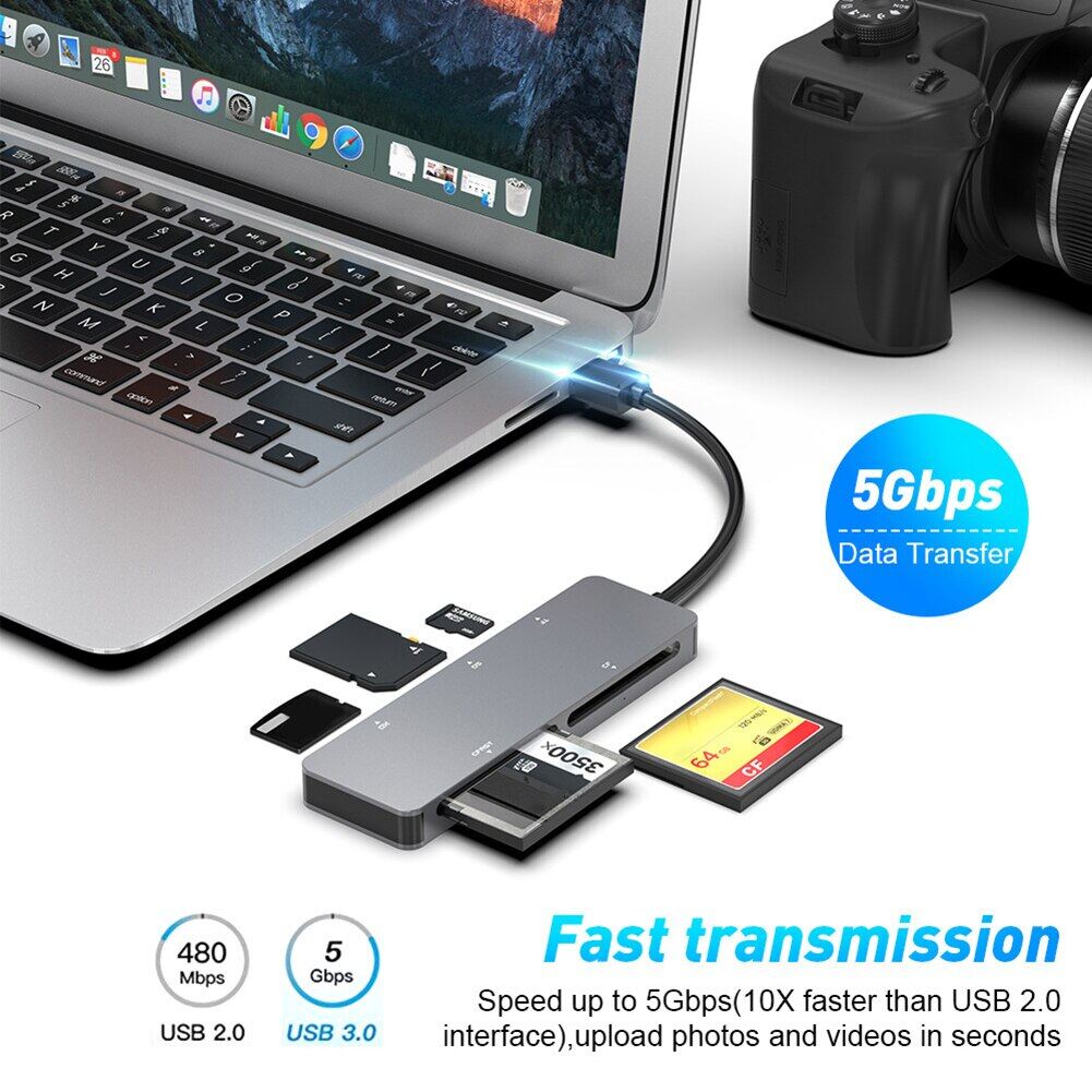 2 Card Reader USB 3.0 For Cfast/CF/XD/Secure Digital/TF Splitter Adapter Card Adapter For PC Laptop Access Cardreader Card Reader